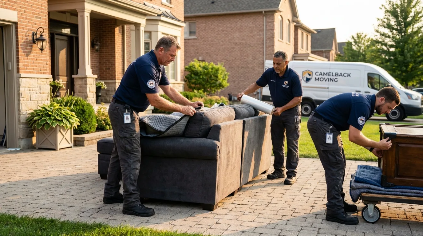 Large estate moving crew wrapping furniture in Herrin, IL